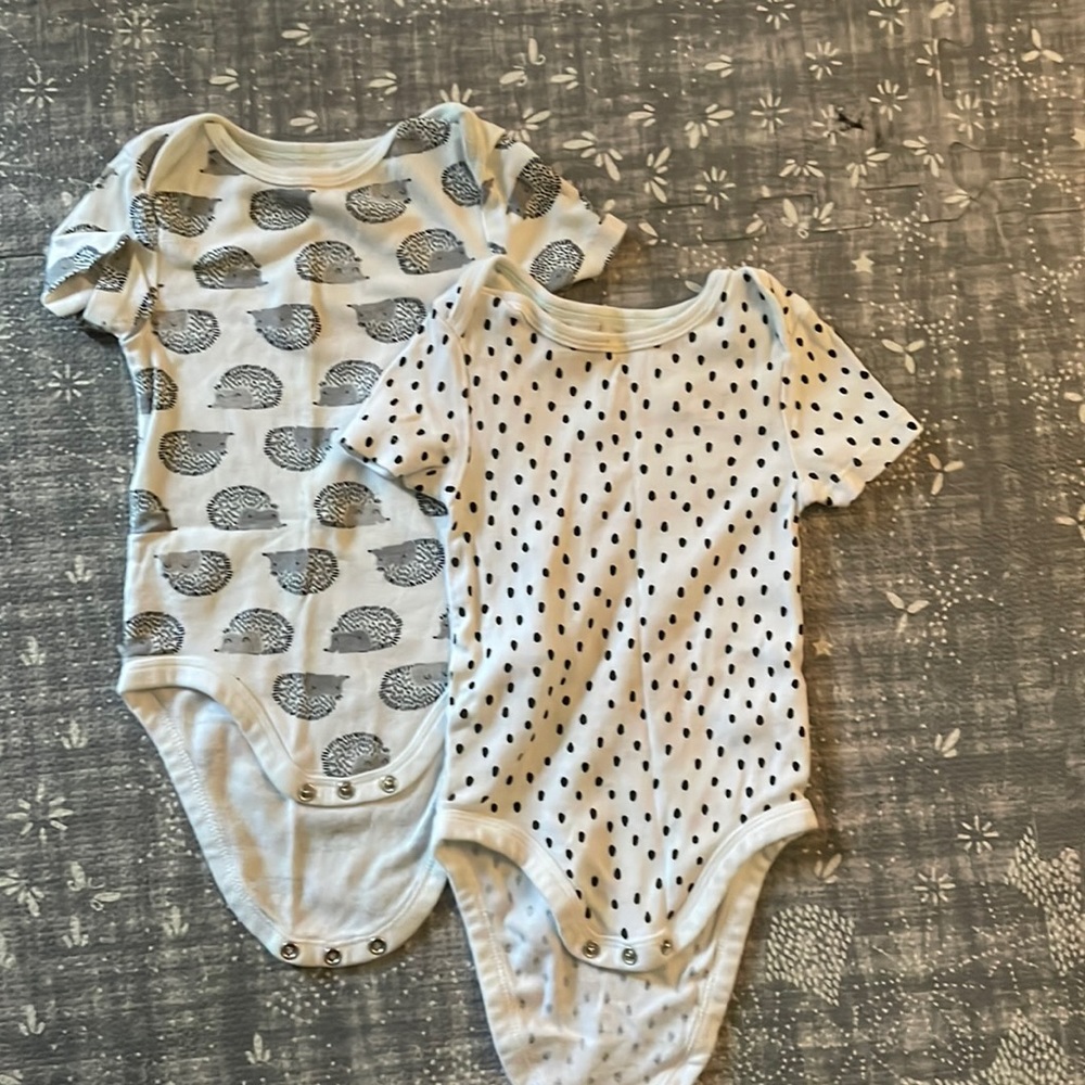 2 12M Cloud Island Bodysuit Onsie Hedgehog and Potladot